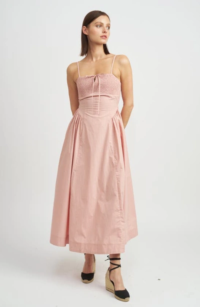 Shop En Saison Eleanor Stripe Cotton Midi Sundress In Blush Pink