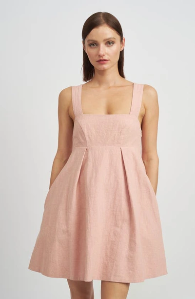 Shop En Saison Linen Minidress In Blush