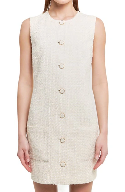 Endless Rose Women's Tweed Sleeveless Shift Dress In Ivory