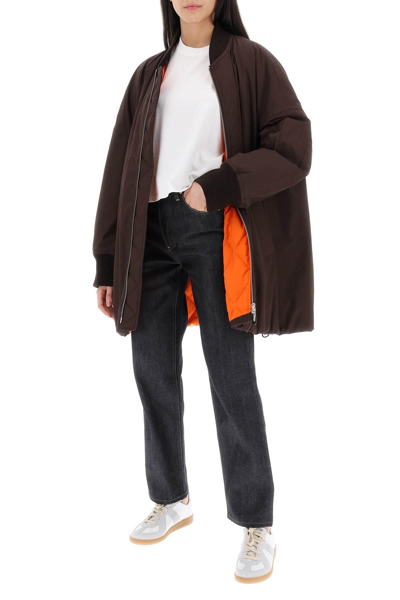 Shop Jil Sander Down-padded Maxi Bomber Jacket In Brown