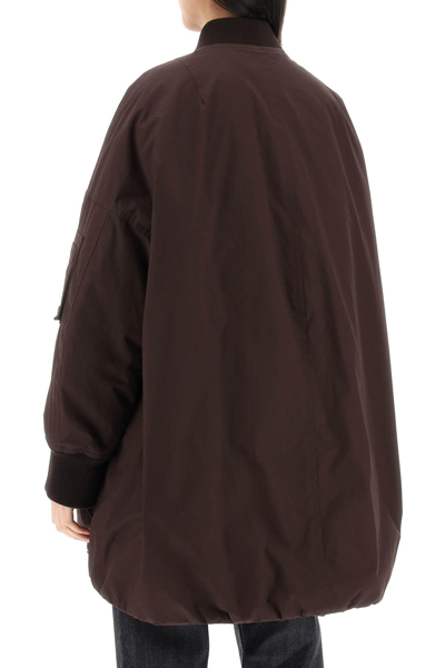 Shop Jil Sander Down-padded Maxi Bomber Jacket In Brown