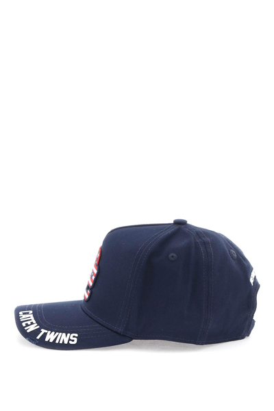 Shop Dsquared2 Baseball Cap With Embroidered Patch In Blue