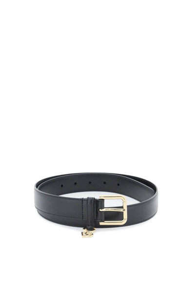 Shop Dolce & Gabbana Belt With Charm Logo In Black