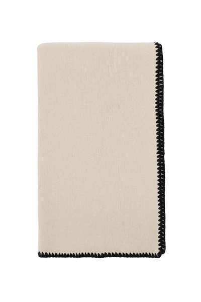 Shop Totême Oversized Wool And Cashmere Scarf In White,black