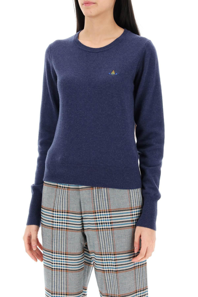 Shop Vivienne Westwood Bea Cardigan With Logo Embroidery In Blue