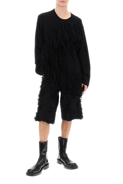 Shop Comme Des Garçons Homme Deux Fur-effect Knitted Shorts In Black