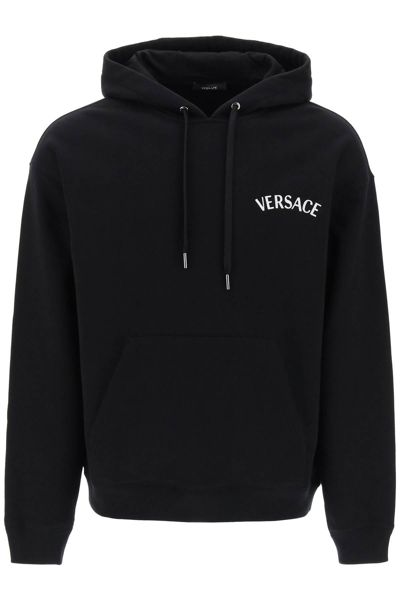 Shop Versace Milano Stamp Hoodie In Black