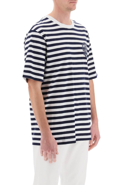 Shop Versace Nautical Stripe T-shirt In White,blue