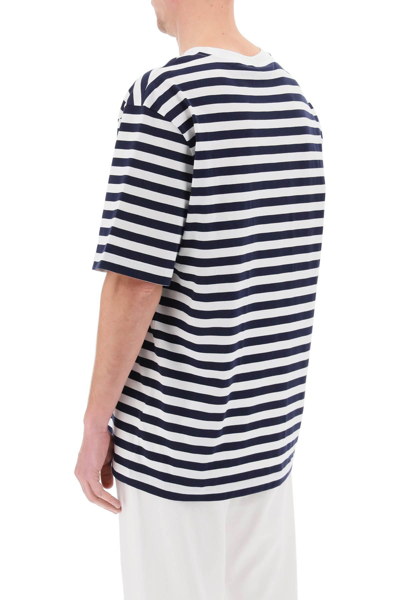 Shop Versace Nautical Stripe T-shirt In White,blue