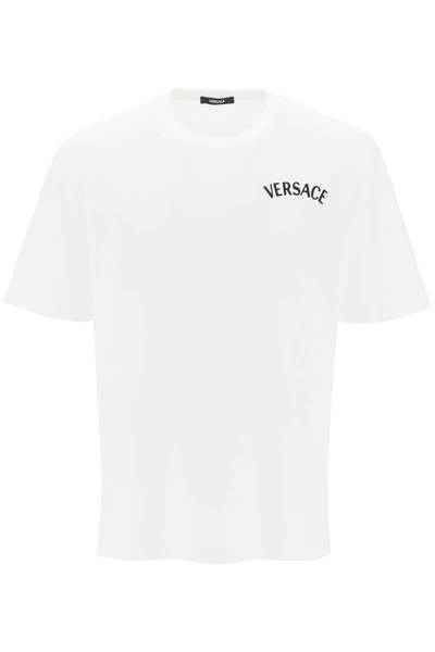 Shop Versace Milano Stamp Crew-neck T-shirt In White
