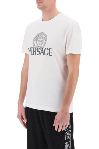 Shop Versace T-shirt With Medusa Print In White