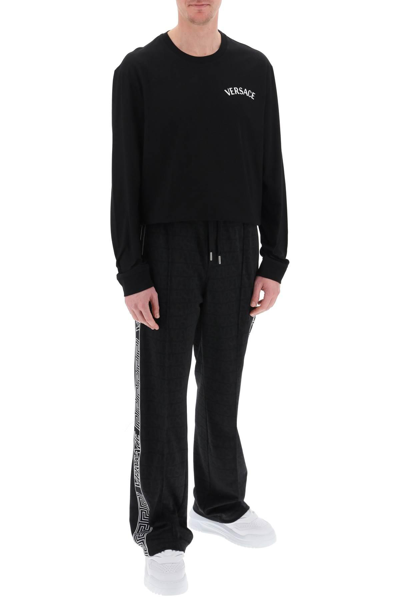 Shop Versace Milano Stamp Long-sleeved T-shirt In Black