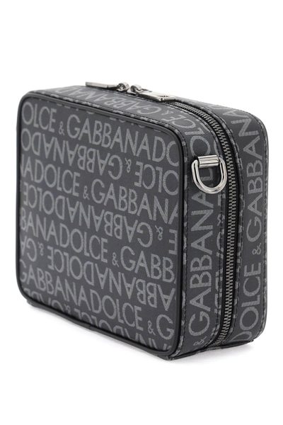 Shop Dolce & Gabbana Coated Jacquard Messenger Bag In Black,grey