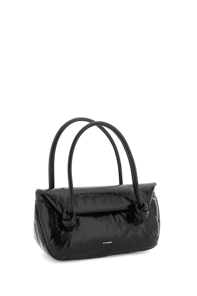 Shop Jil Sander Patent Leather Small Shoulder Bag In Black