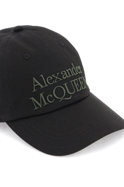 Shop Alexander Mcqueen Baseball Cap With Embroidered Logo In Black