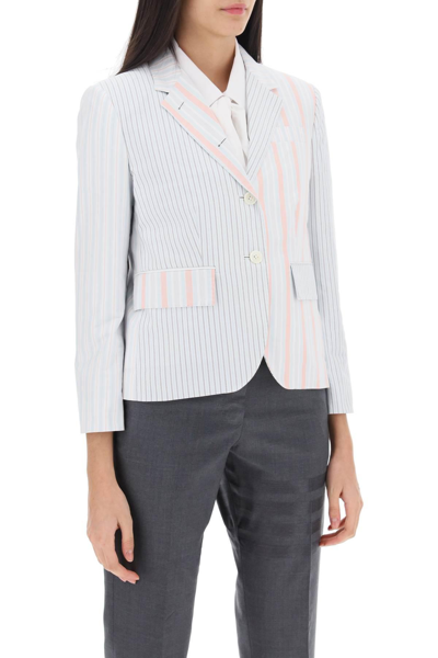 Shop Thom Browne Funmix Striped Oxford Blazer In Multicolor,neutro