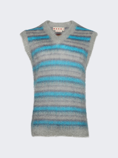 Shop Marni Striped Sweater In Titanium