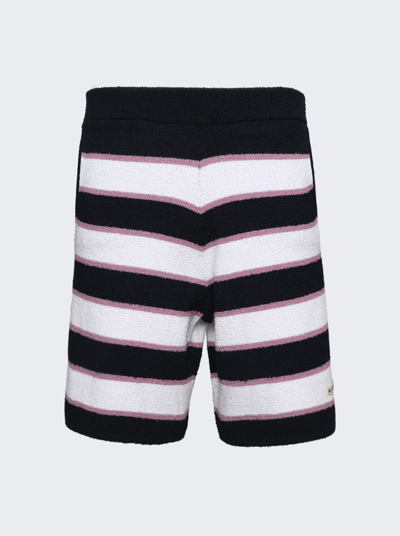 Shop Marni Striped Terry Shorts In Black