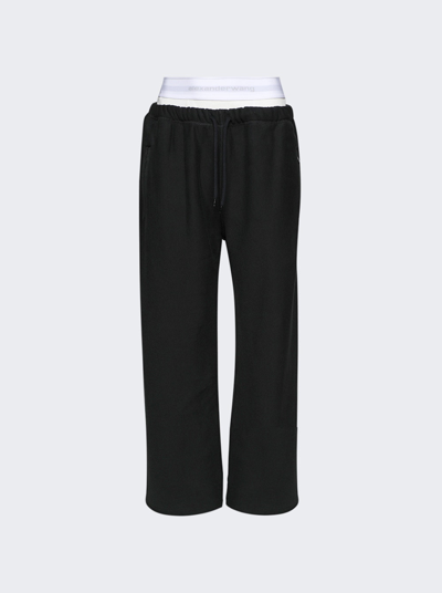 Shop Alexander Wang T Wide Leg Sweatpants With Boxer In Black