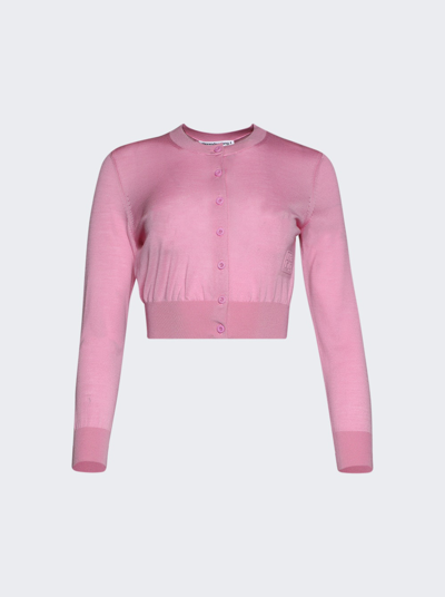 Shop Alexander Wang T Cropped Logo Cardigan In Candy Pink