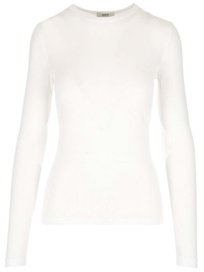 Shop Agolde Shona Long Sleeved Ribbed Top In White