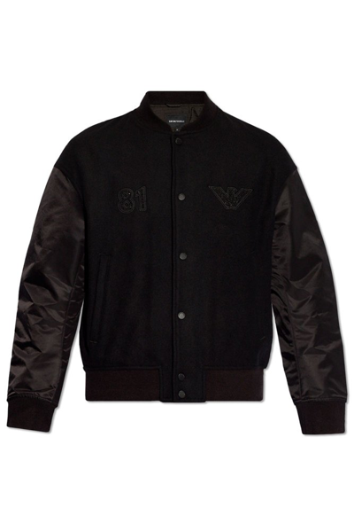 Shop Emporio Armani Bomber Jacket In Black