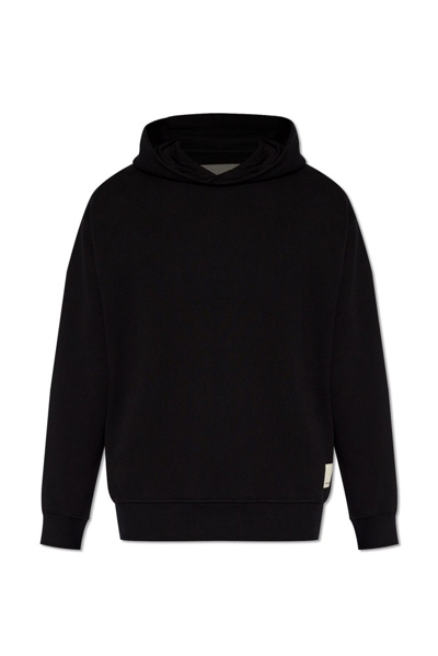 Shop Emporio Armani Logo Printed Straight Hem Hoodie In Black