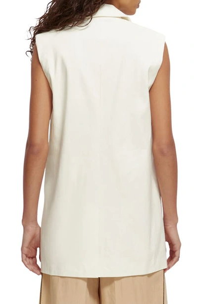 Scotch & Soda Single-breasted Long Gilet In 0001-off White