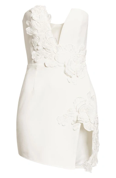 Sau Lee Fleur Floral Appliqué Strapless Dress In White