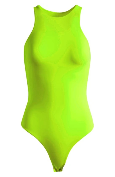 Shop Skims Fits Everybody High Neck Bodysuit In Green Highlighter