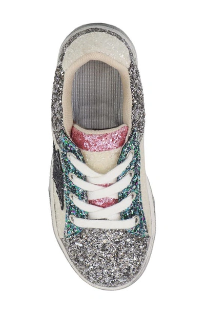 Shop Yoki Kids' Glitter Sneaker In Silver Multi