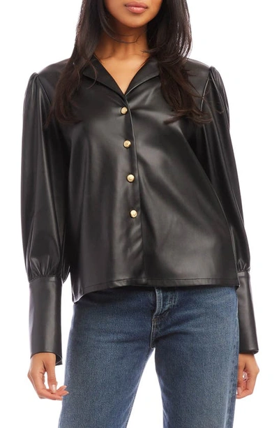 Shop Fifteen Twenty Faux Leather Button-up Shirt In Black