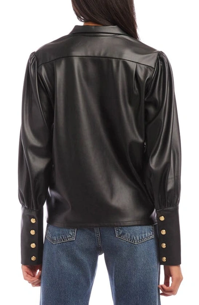 Shop Fifteen Twenty Faux Leather Button-up Shirt In Black