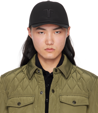 Tom Ford Man Black Cotton Baseball Cap In Black