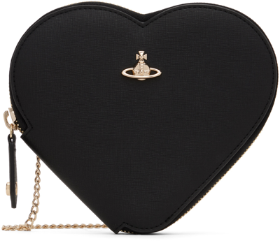 Shop Vivienne Westwood Black Saffiano Heart Crossbody Bag In N401 Black
