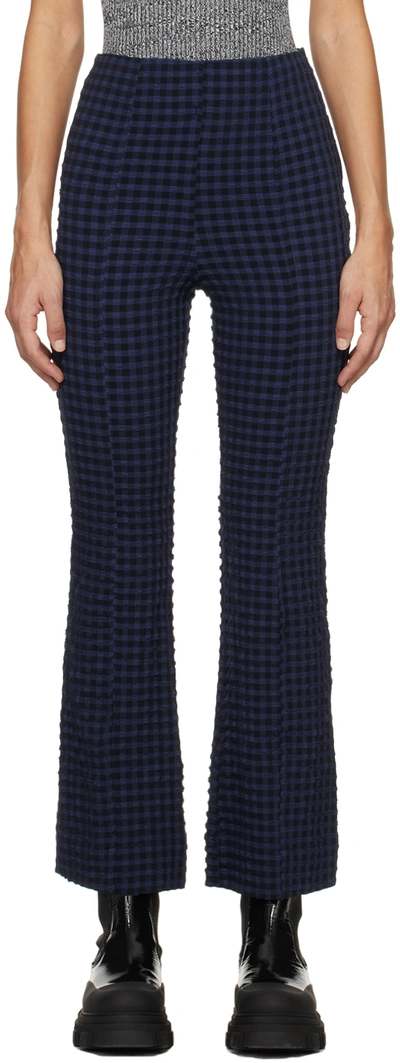 Shop Ganni Navy Slim-fit Trousers In 081 Deep Cobalt