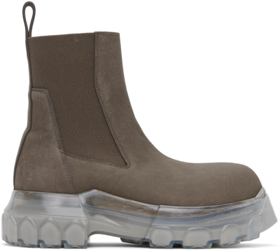 Shop Rick Owens Gray Beatle Bozo Tractor Chelsea Boots In 340 Dust/clear