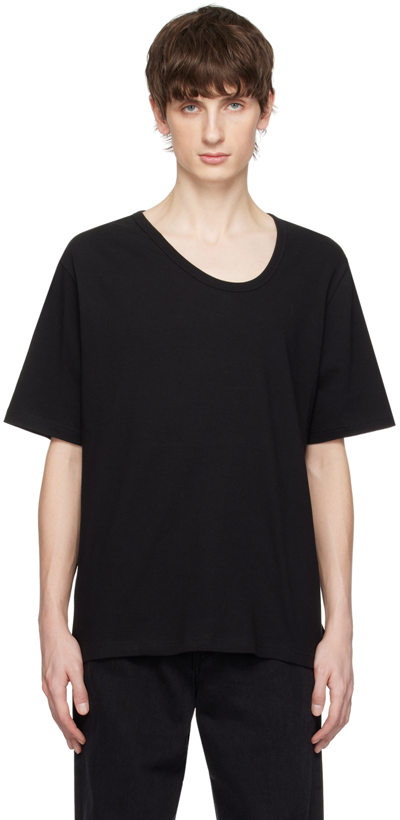 Shop Séfr Black Uneven T-shirt In Black Jersey