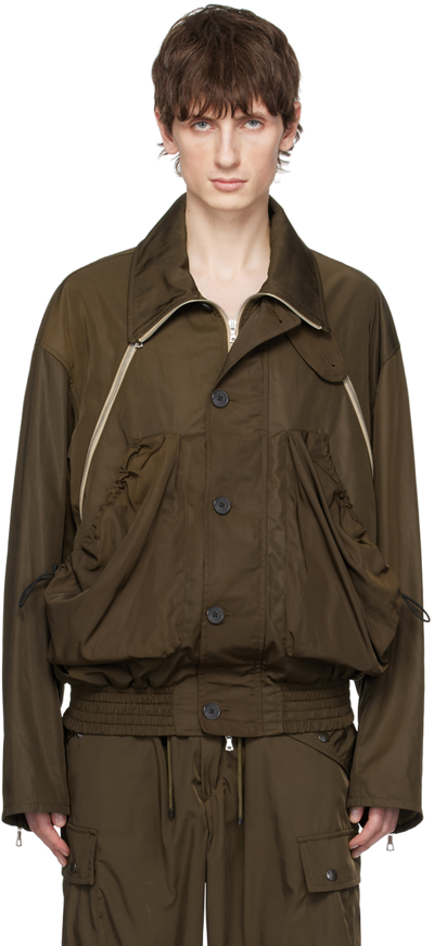 Shop Dries Van Noten Brown Zip-up Jacket In 606 Khaki