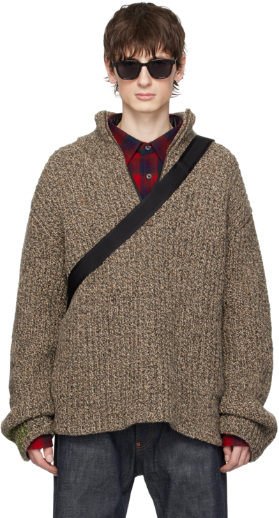 Shop Maison Margiela Brown Half-zip Sweater In 810f Medium Brown