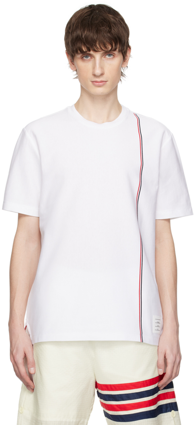 Shop Thom Browne White Striped T-shirt In 100 White