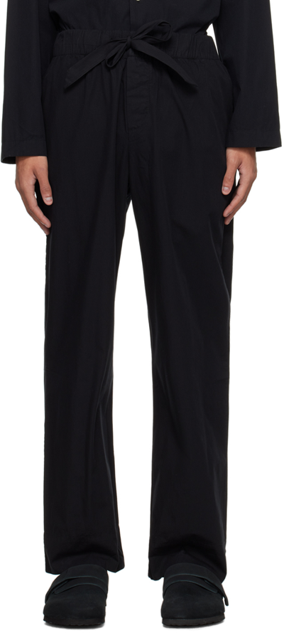 Shop Tekla Black Drawstring Pyjama Pants In All Black