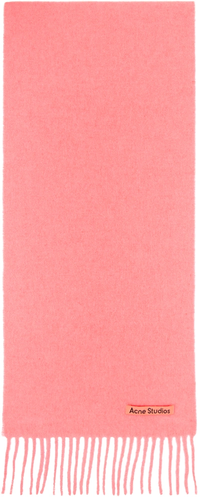 Shop Acne Studios Pink Fringed Scarf In Dkz Fluo Pink Melang