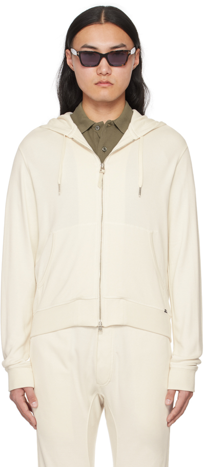 Shop Tom Ford Off-white Lightweight Lounge Hoodie In Ivory