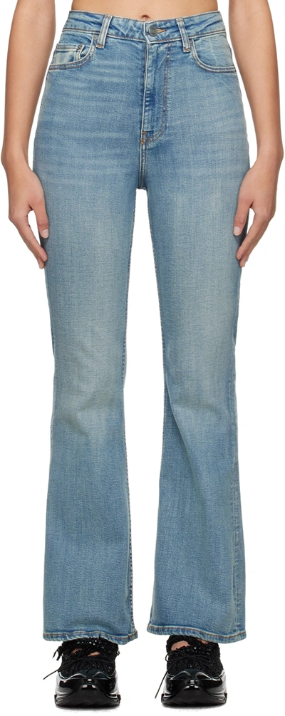 Shop Ganni Blue Iry Jeans In 091 Tint Wash