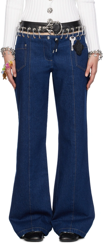 Shop Chopova Lowena Blue Bump Carabiner Jeans
