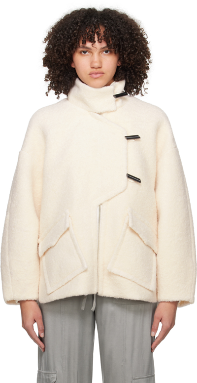 Shop Ganni Off-white Drop Shoulder Jacket In 135 Egret