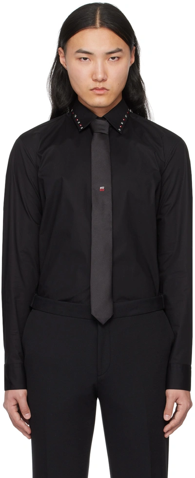 Shop Hugo Black Studded Shirt In Black 001