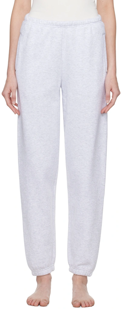 Shop Skims Gray Cotton Fleece Classic Jogger Lounge Pants In Light Heather Grey