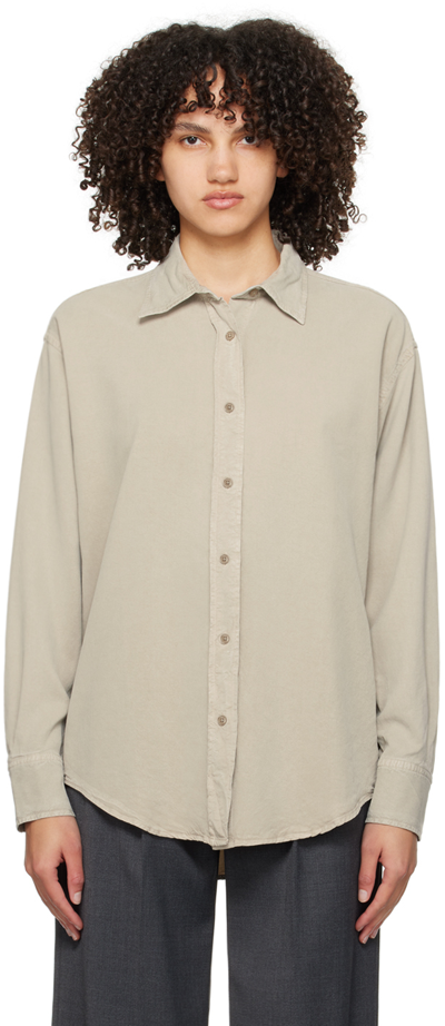 Shop Filippa K Gray Relaxed Shirt In 9913 Light Sage